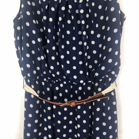 Alyx Sleeveless Polka Dot Blue A Line Dress Size 10 - Picture 4 of 12